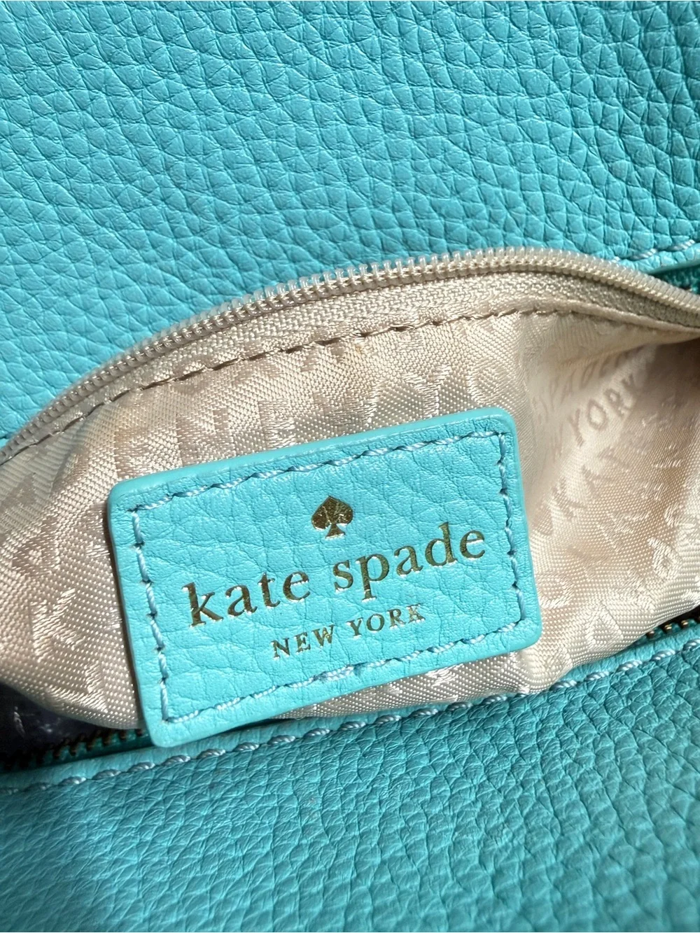 Kate Spade Grant Park Hadlen Satchel Crossbody Bag Aqua Blue Zipper Front Pocket